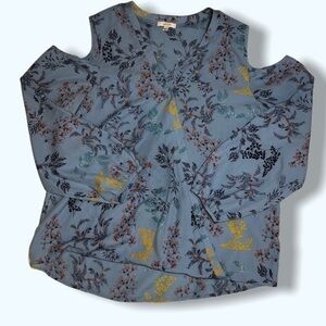 Stella & Dot Maette Blue Cold Shoulder Top Sz XL
